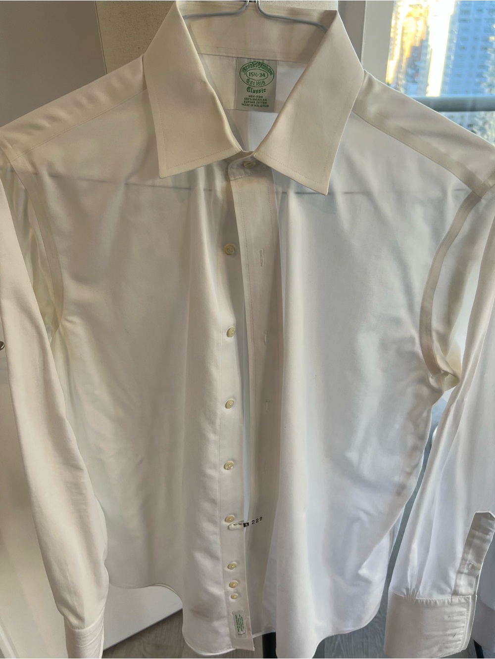 Classic White Dress Shirt by Brooks Brothers, French cuff